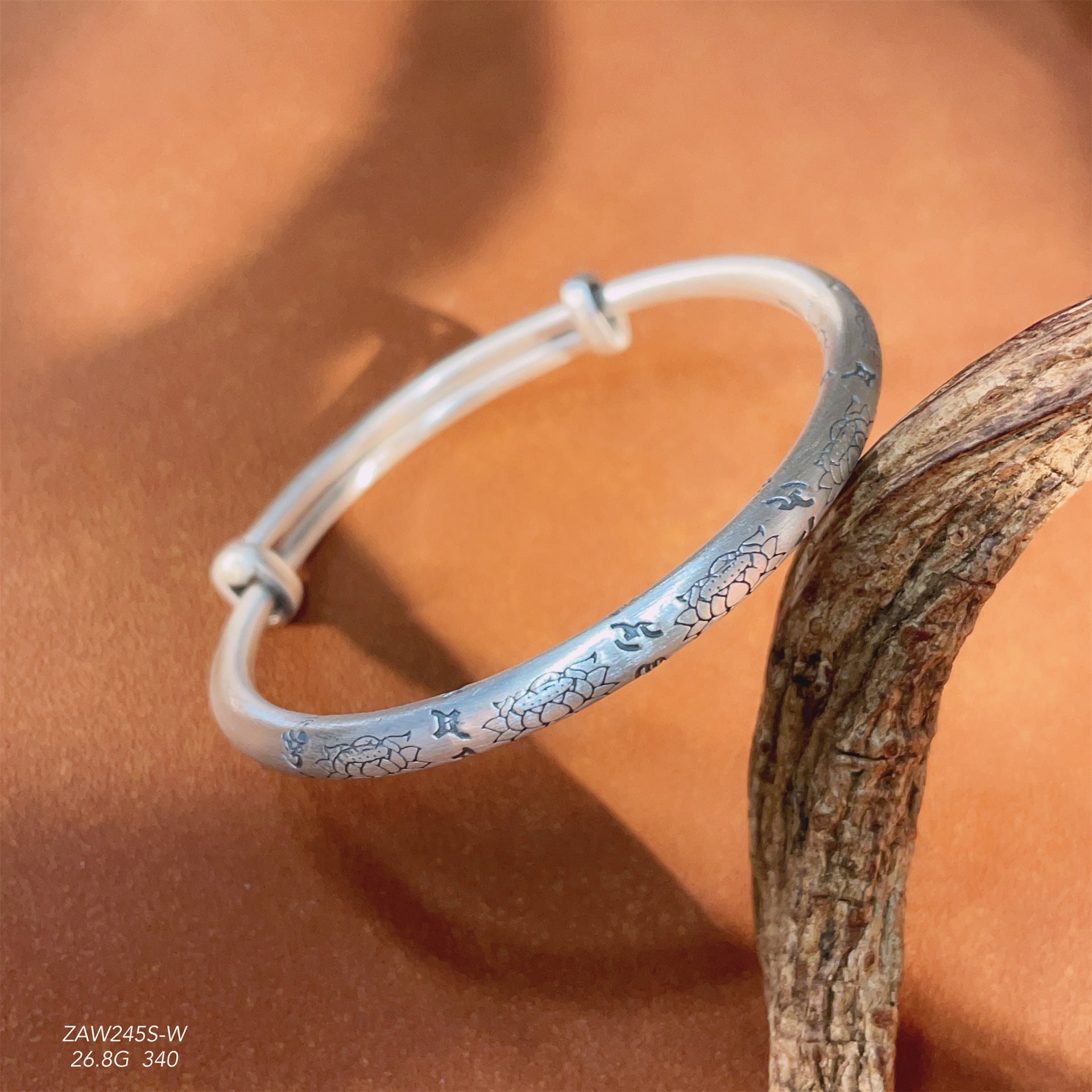 Chinese style lotus sterling silver bracelet - jewelry - weilin.com
