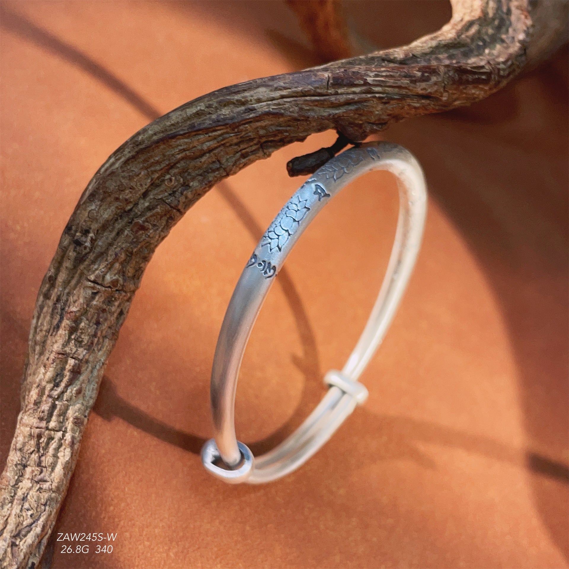 Chinese style lotus sterling silver bracelet - jewelry - weilin.com