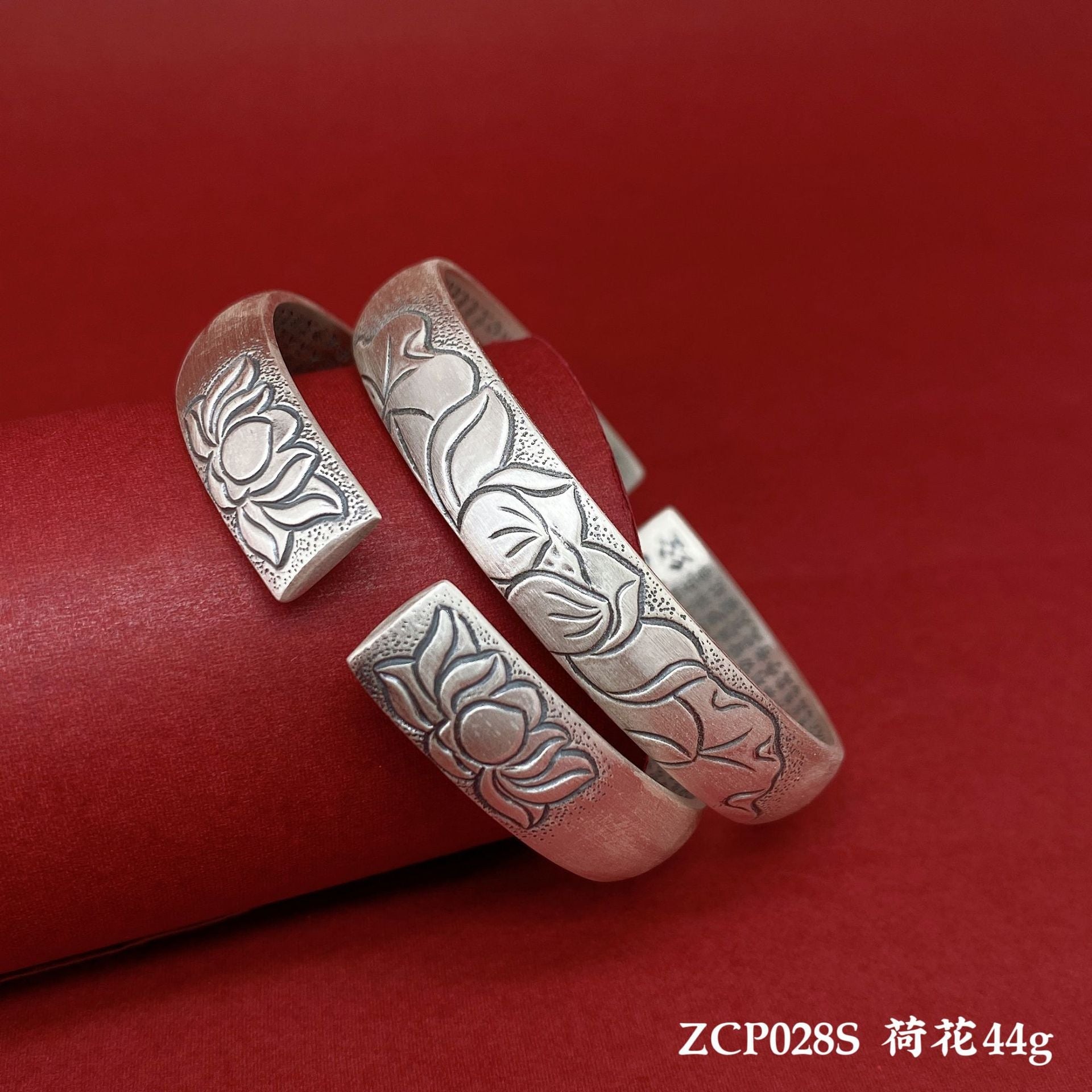 Chinese style lotus sterling silver bracelet - jewelry - weilin.com