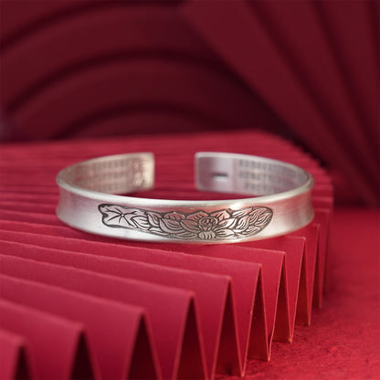 Chinese style lotus sterling silver bracelet - jewelry - weilin.com