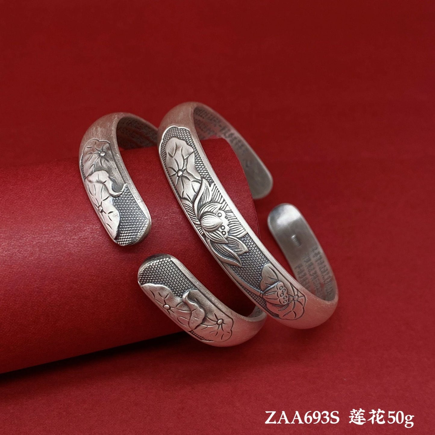 Chinese style lotus sterling silver bracelet - jewelry - weilin.com