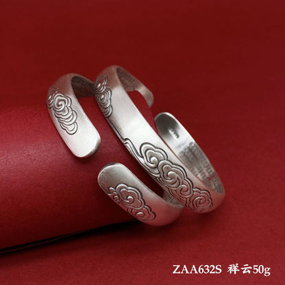 Chinese style lotus sterling silver bracelet - jewelry - weilin.com
