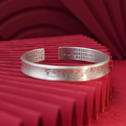 Chinese style lotus sterling silver bracelet - jewelry - weilin.com