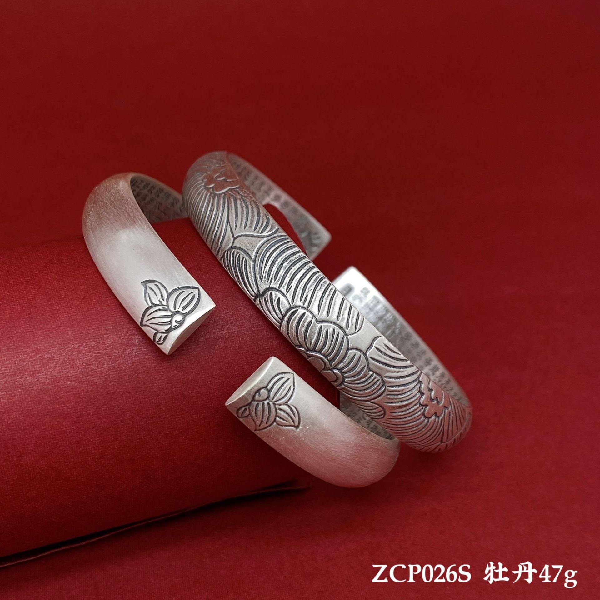 Chinese style lotus sterling silver bracelet - jewelry - weilin.com