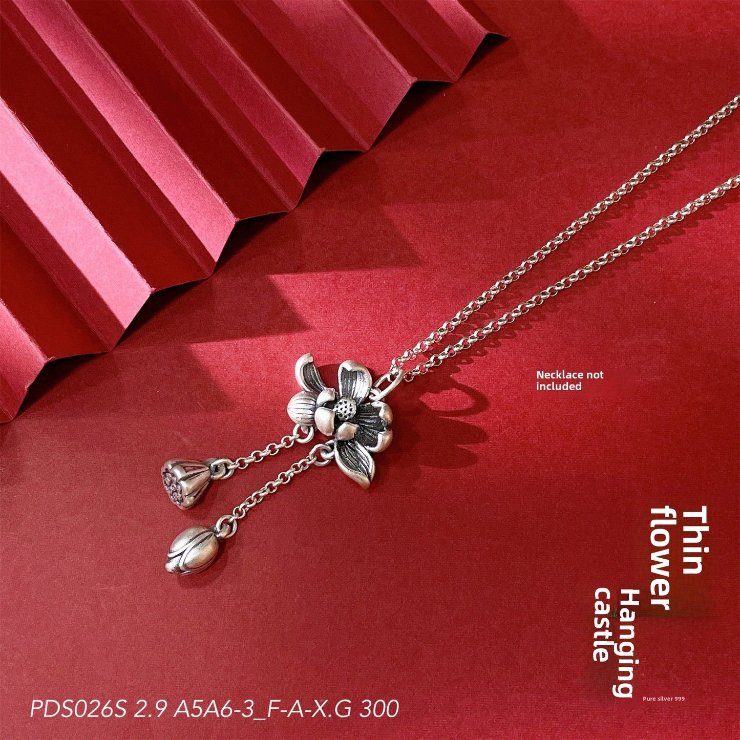 Chinese style lotus sterling silver pendant necklace - jewelry - weilin.com