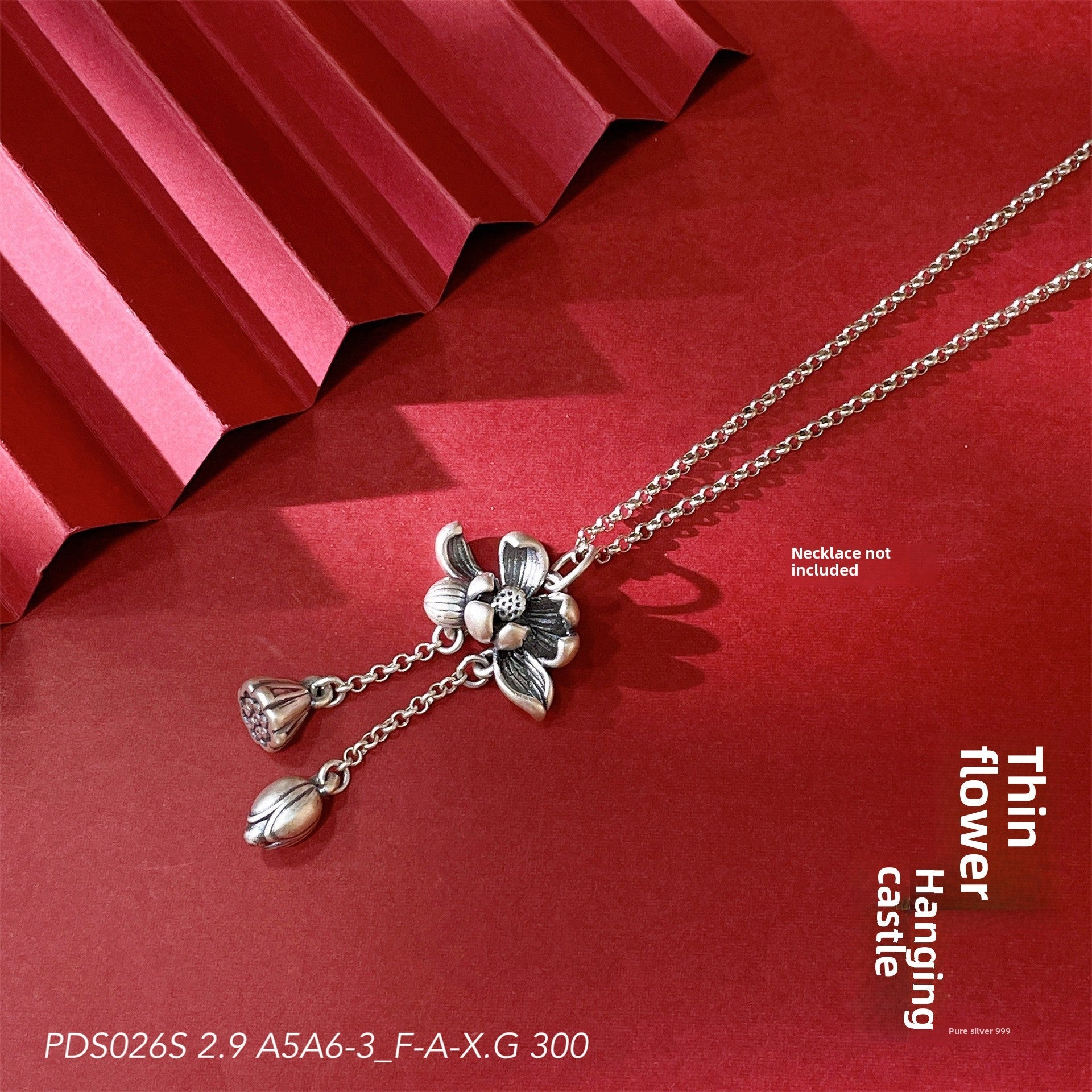 Chinese style lotus sterling silver pendant necklace - jewelry - weilin.com