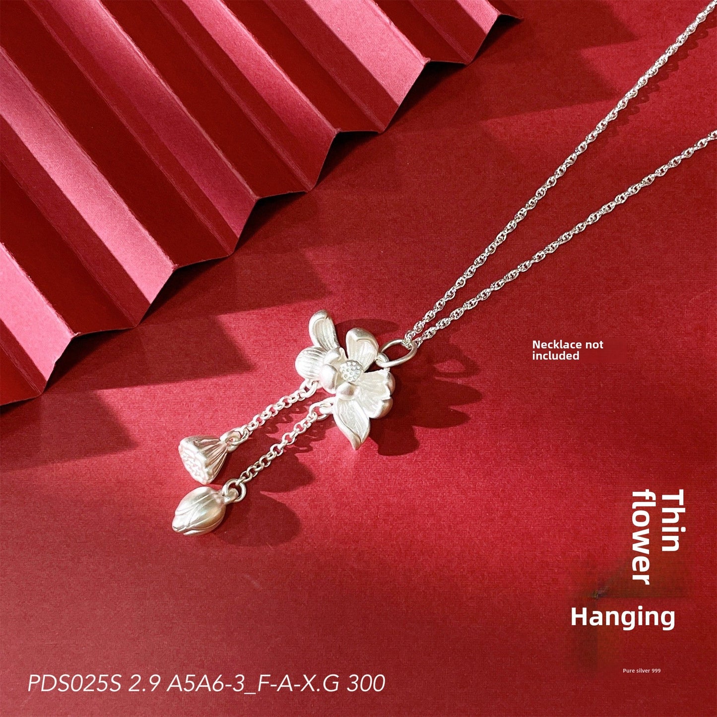 Chinese style lotus sterling silver pendant necklace - jewelry - weilin.com