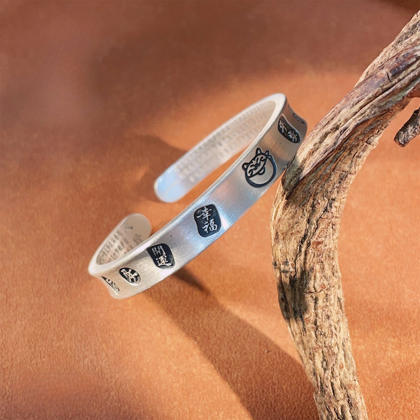 Chinese style lucky cat heart sterling silver bracelet - jewelry - weilin.com
