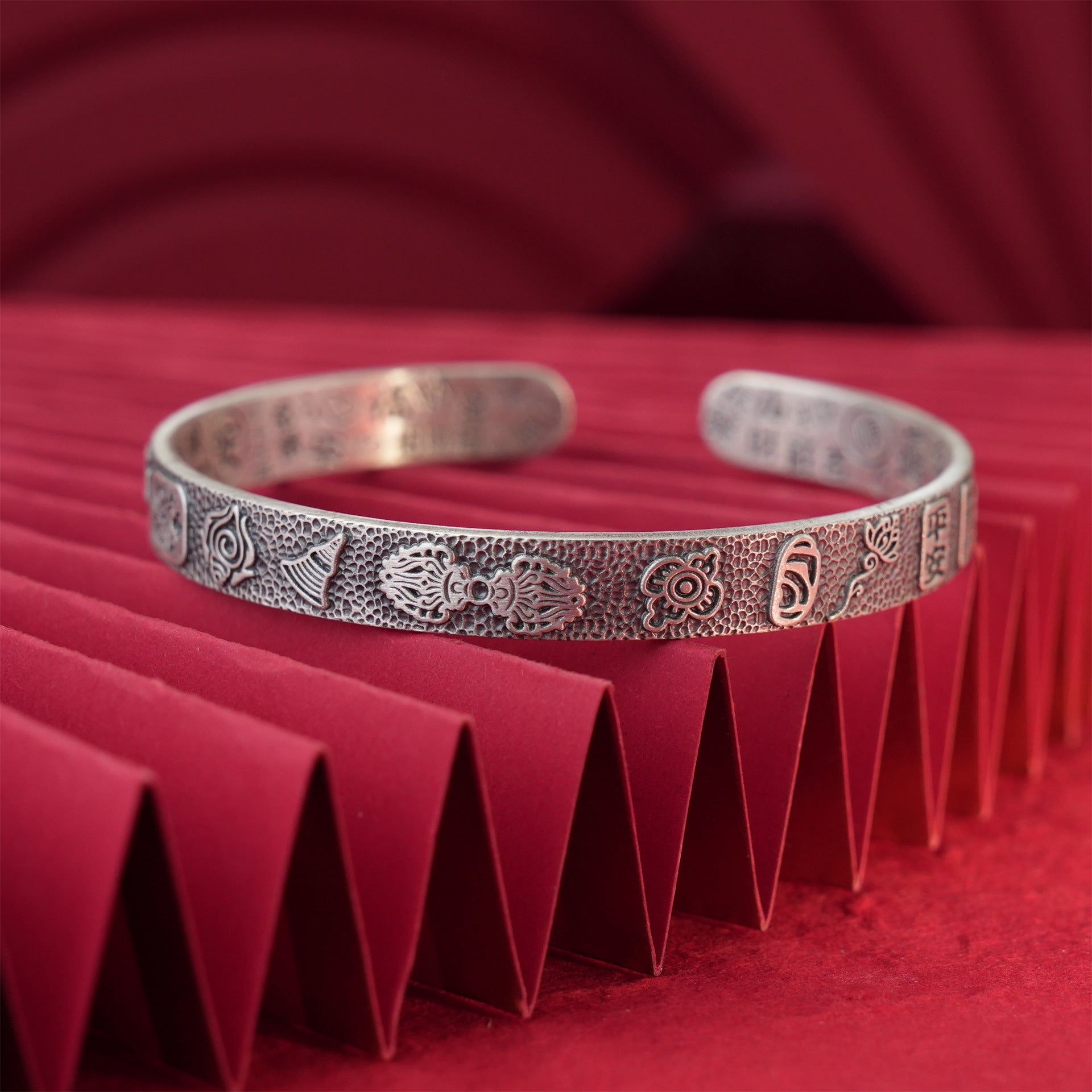 Chinese style lucky cat sterling silver bracelet - jewelry - weilin.com