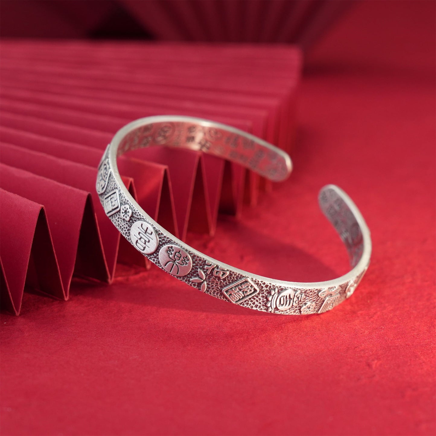 Chinese style lucky cat sterling silver bracelet - jewelry - weilin.com