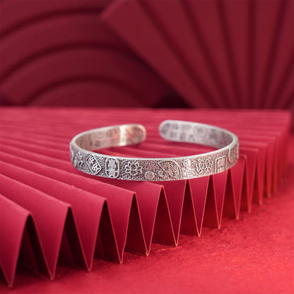 Chinese style lucky cat sterling silver bracelet - jewelry - weilin.com