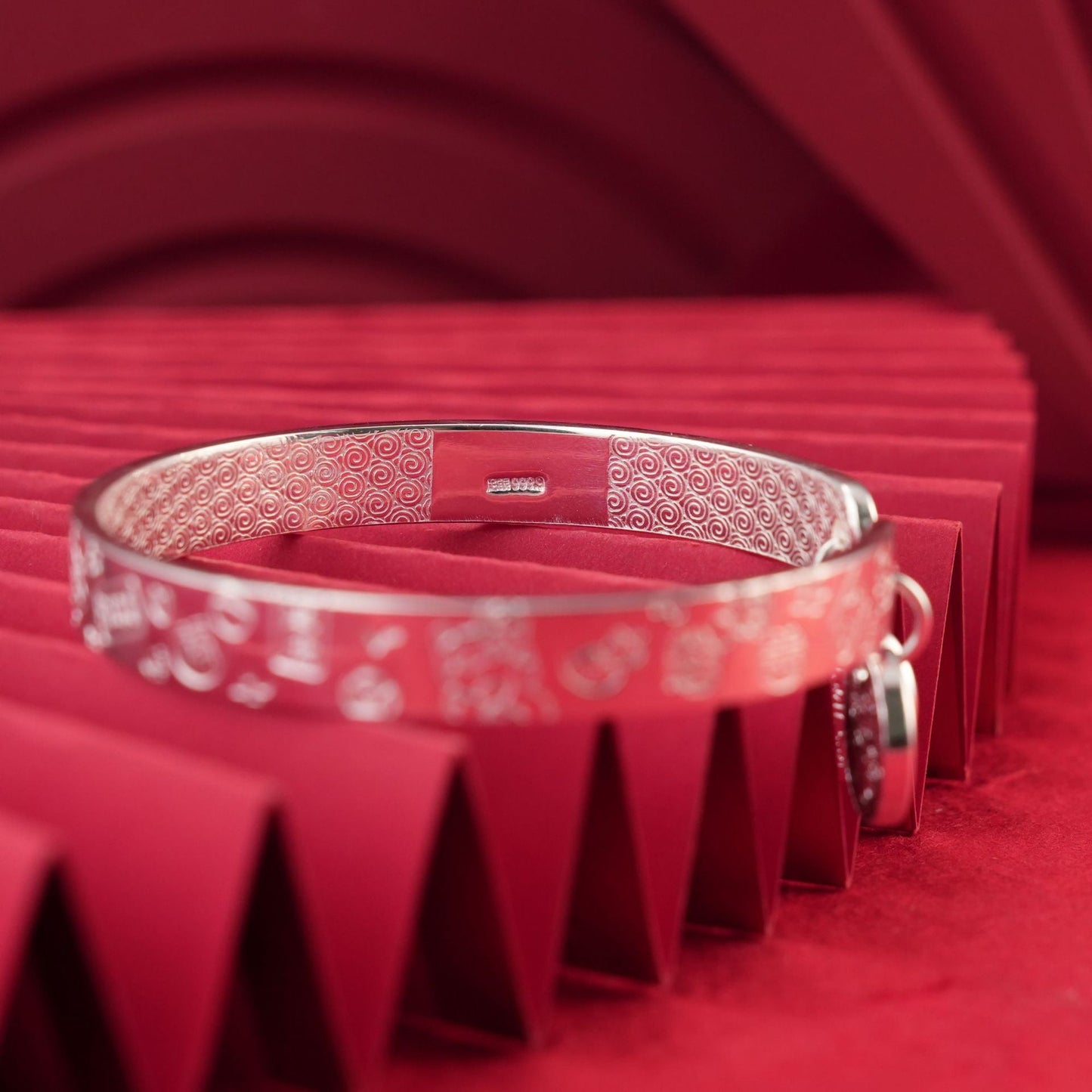 Chinese style lucky cat sterling silver bracelet - jewelry - weilin.com