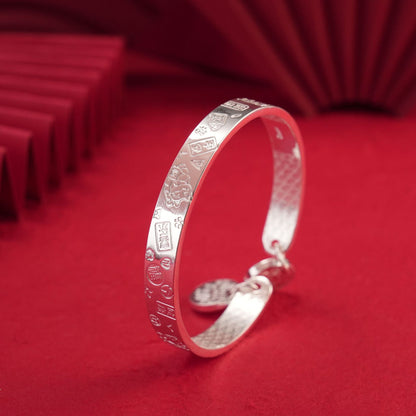 Chinese style lucky cat sterling silver bracelet - jewelry - weilin.com