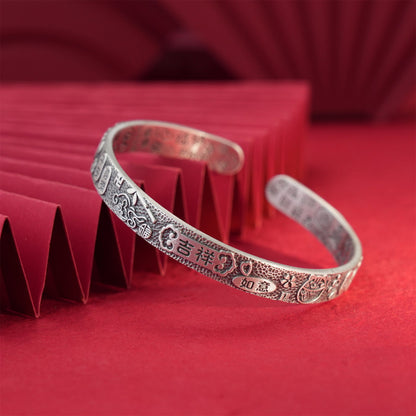 Chinese style lucky cat sterling silver bracelet - jewelry - weilin.com