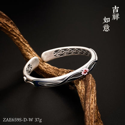 Chinese style lucky elephant sterling silver bracelet - jewelry - weilin.com