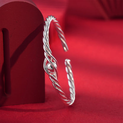 Chinese style multi - line braided sterling silver bracelet - jewelry - weilin.com