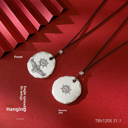 Chinese style oval sterling silver pendant - jewelry - weilin.com