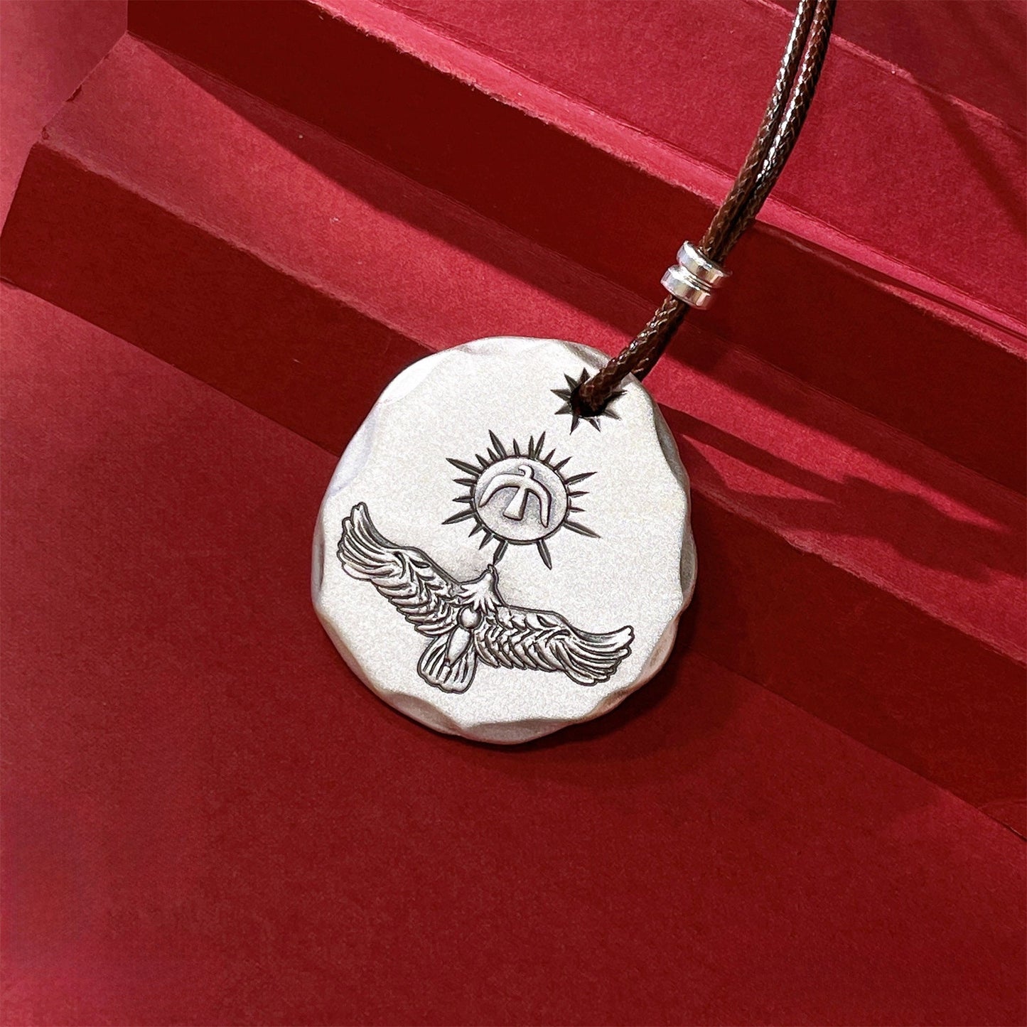 Chinese style oval sterling silver pendant - jewelry - weilin.com