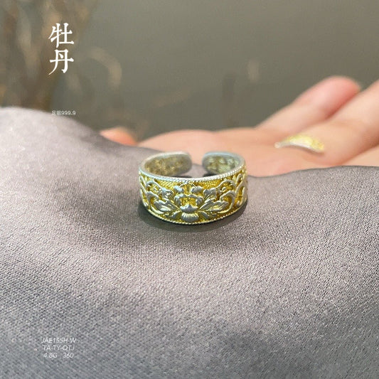 Chinese style pattern sterling silver ring - jewelry - weilin.com