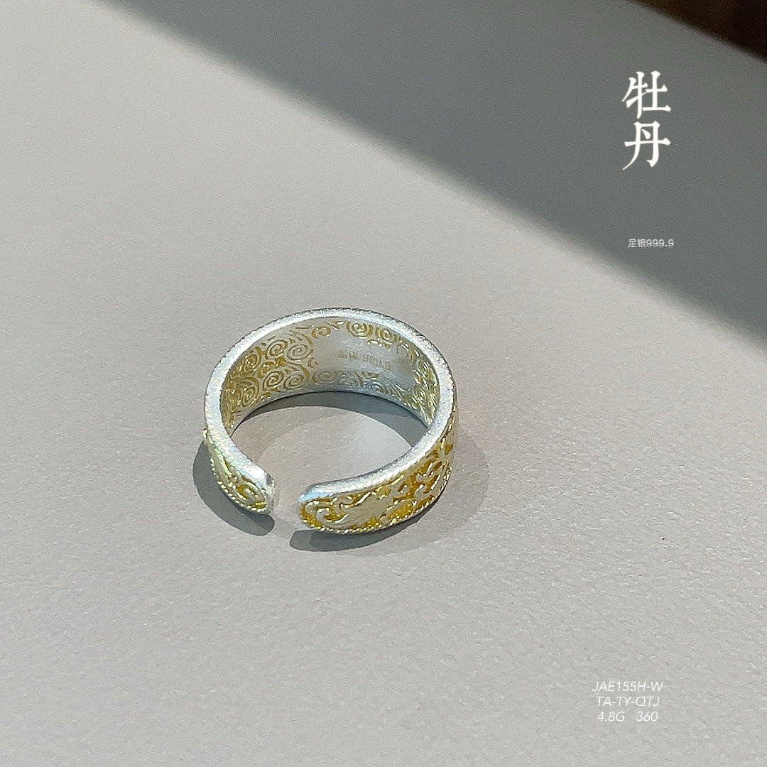Chinese style pattern sterling silver ring - jewelry - weilin.com
