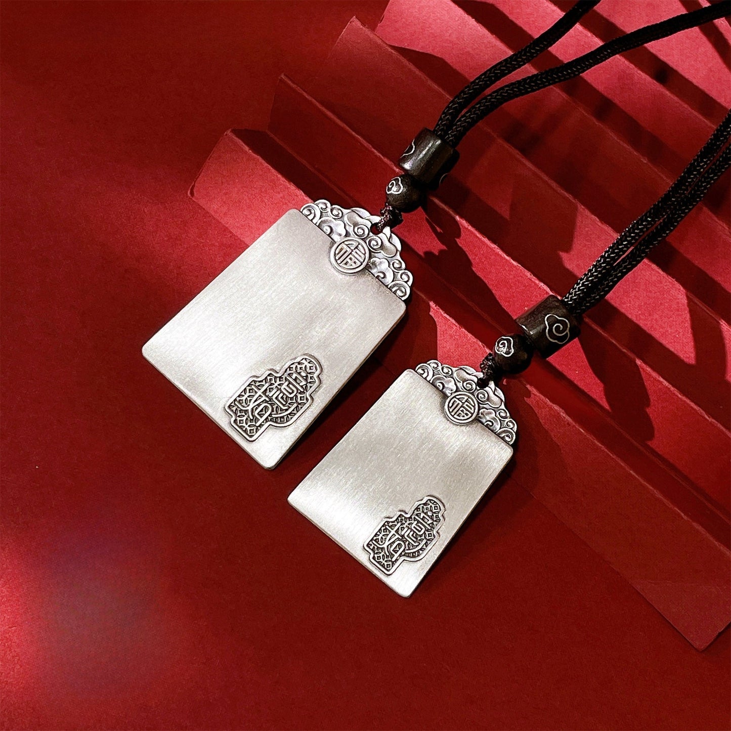 Chinese style peace and good luck sterling silver pendant necklace - jewelry - weilin.com