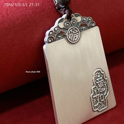 Chinese style peace and good luck sterling silver pendant necklace - jewelry - weilin.com