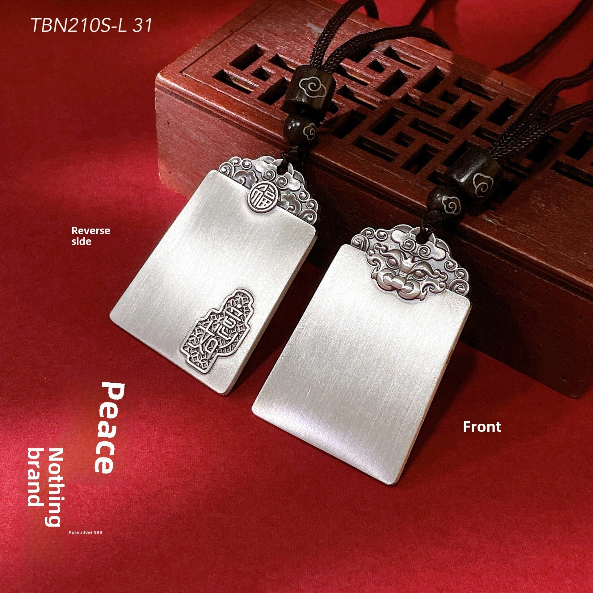 Chinese style peace and good luck sterling silver pendant necklace - jewelry - weilin.com