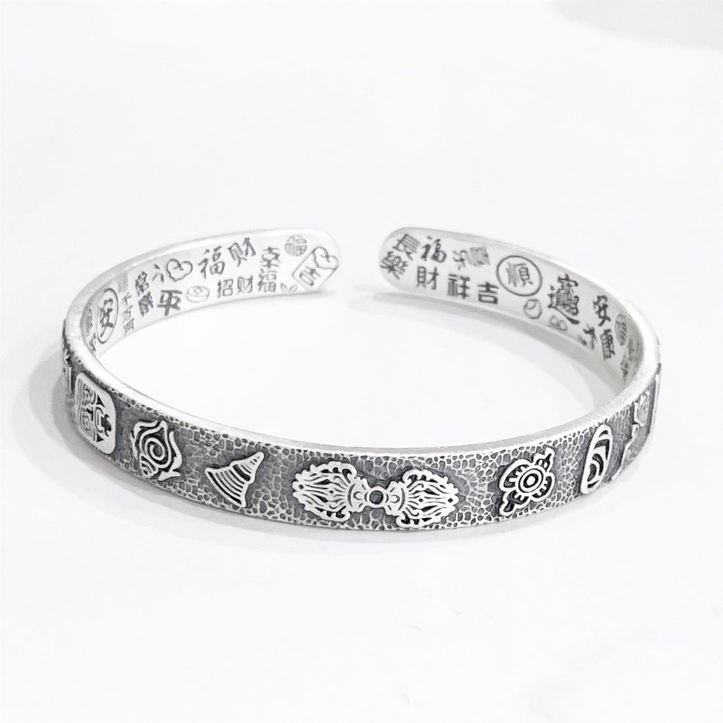 Chinese style peace and joy sterling silver bracelet - jewelry - weilin.com
