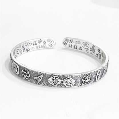 Chinese style peace and joy sterling silver bracelet - jewelry - weilin.com
