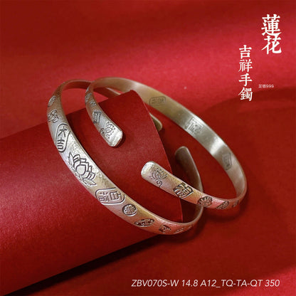 Chinese style peace and joy sterling silver bracelet - jewelry - weilin.com