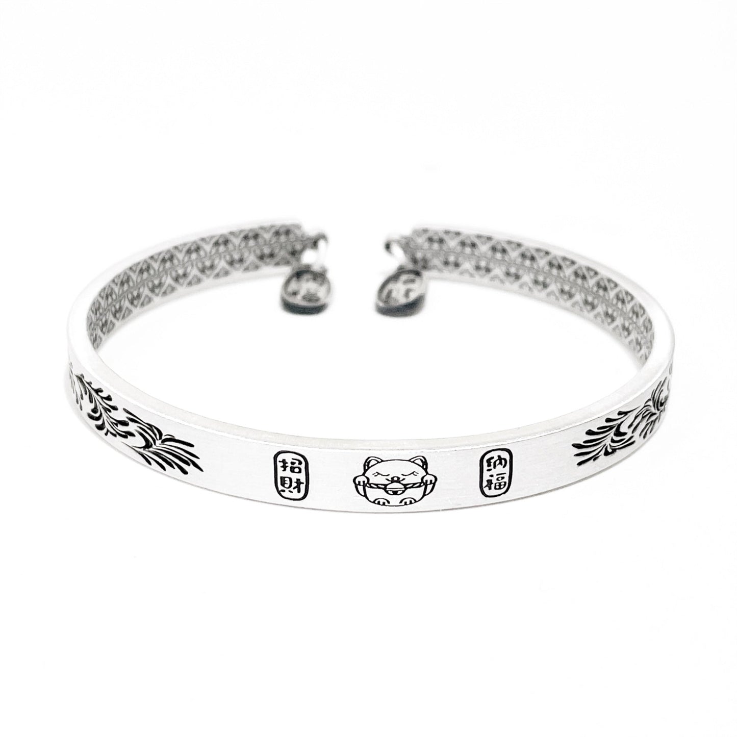Chinese style peace and joy sterling silver bracelet - jewelry - weilin.com