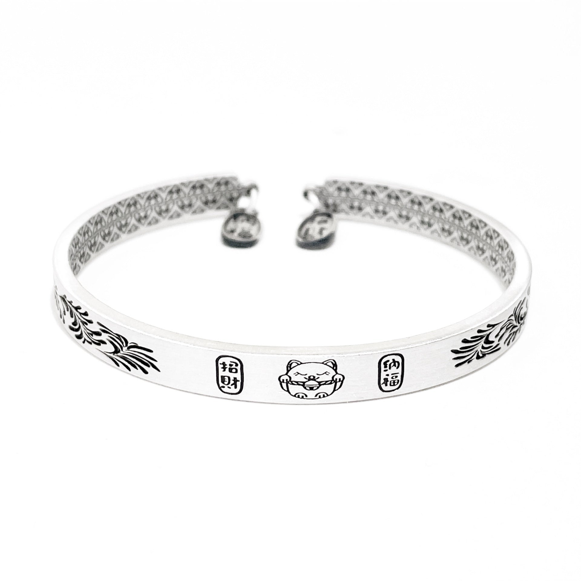 Chinese style peace and joy sterling silver bracelet - jewelry - weilin.com