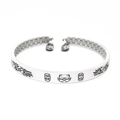 Chinese style peace and joy sterling silver bracelet - jewelry - weilin.com