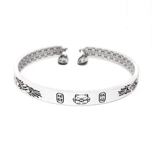 Chinese style peace and joy sterling silver bracelet - jewelry - weilin.com