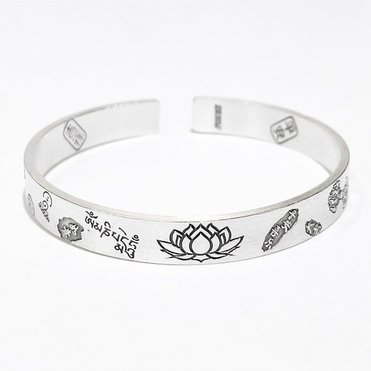 Chinese style peace and joy sterling silver bracelet - jewelry - weilin.com
