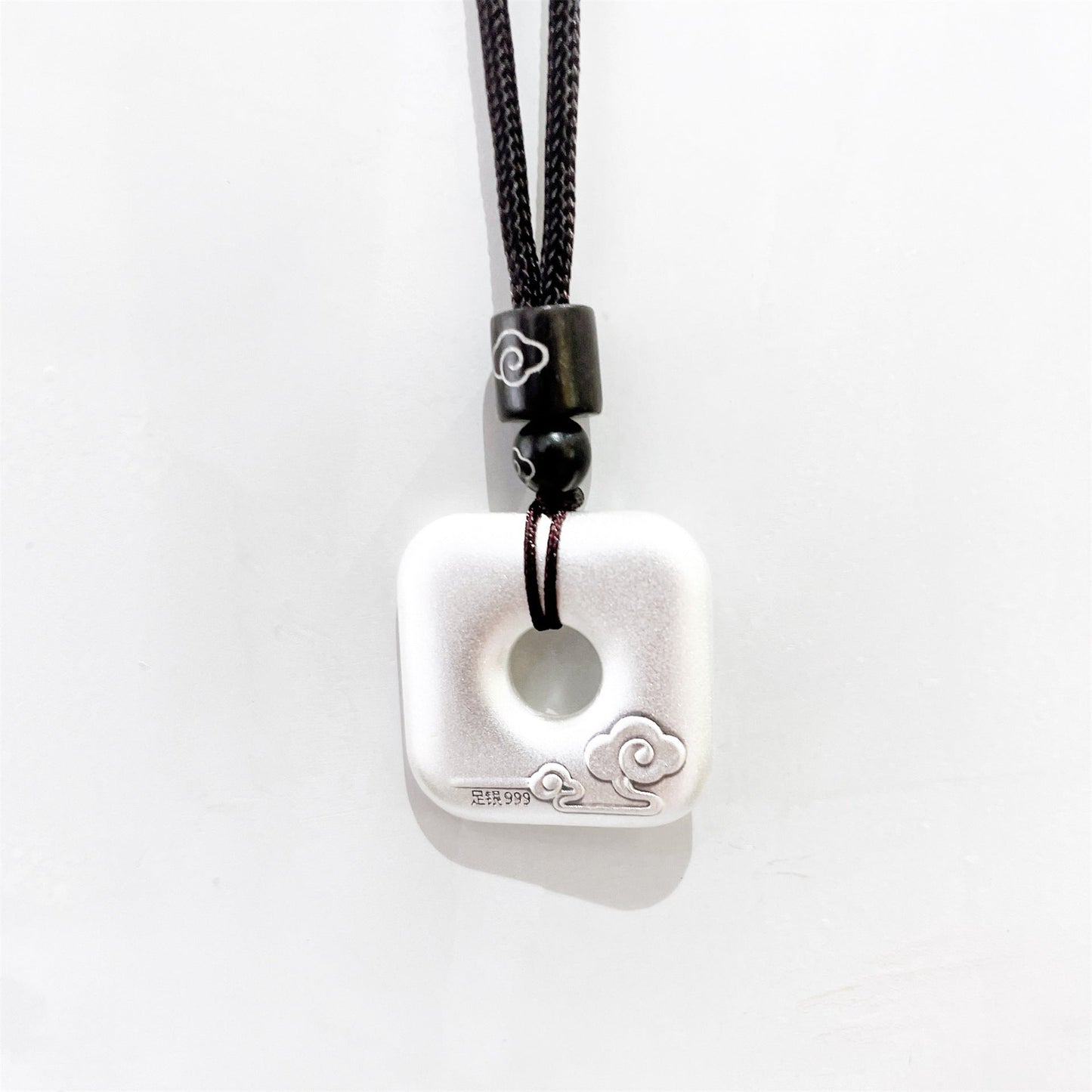 Chinese style peace buckle sterling silver pendant necklace - jewelry - weilin.com