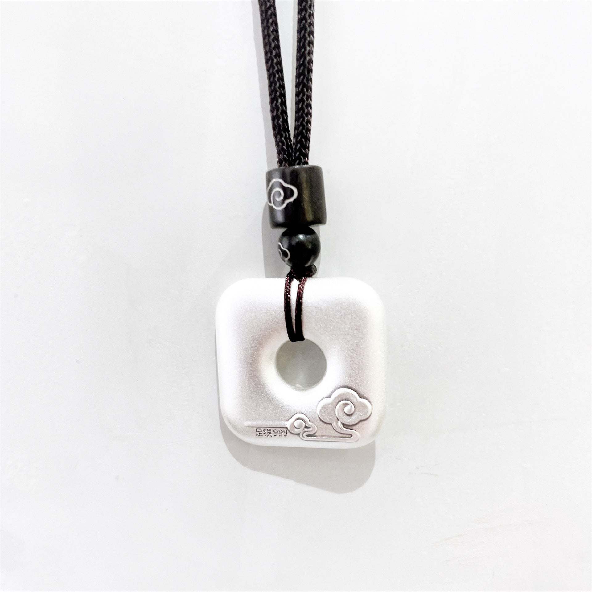 Chinese style peace buckle sterling silver pendant necklace - jewelry - weilin.com