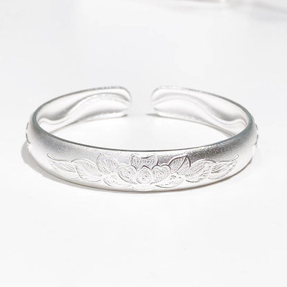 Chinese style peony filigree sterling silver bracelet - jewelry - weilin.com