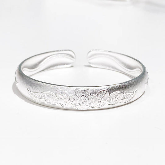 Chinese style peony filigree sterling silver bracelet - jewelry - weilin.com