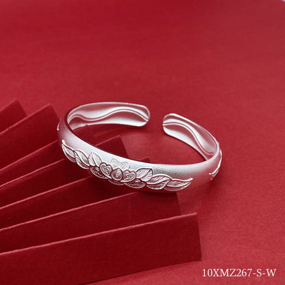 Chinese style peony filigree sterling silver bracelet - jewelry - weilin.com