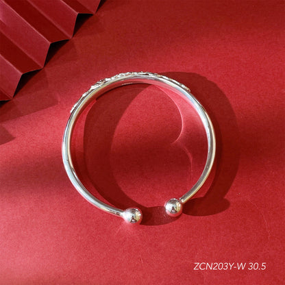 Chinese style peony rose sterling silver bracelet - jewelry - weilin.com