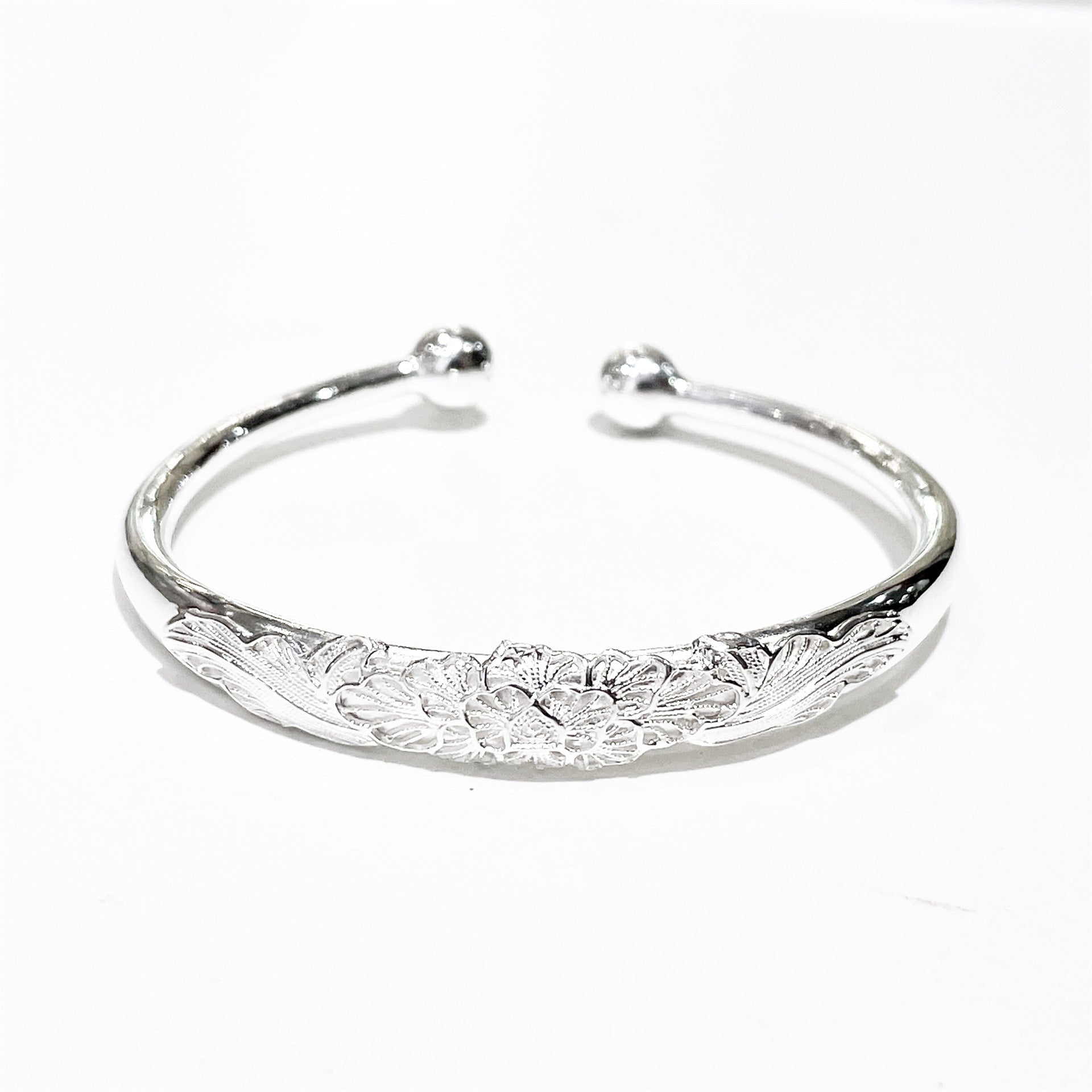 Chinese style peony rose sterling silver bracelet - jewelry - weilin.com