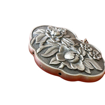 Chinese style peony sterling silver pendant necklace sweater accessories - jewelry - weilin.com
