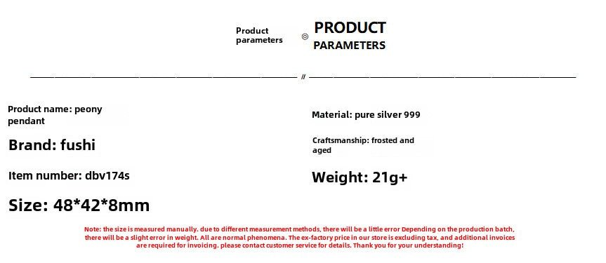 Chinese style peony sterling silver pendant necklace sweater accessories - jewelry - weilin.com