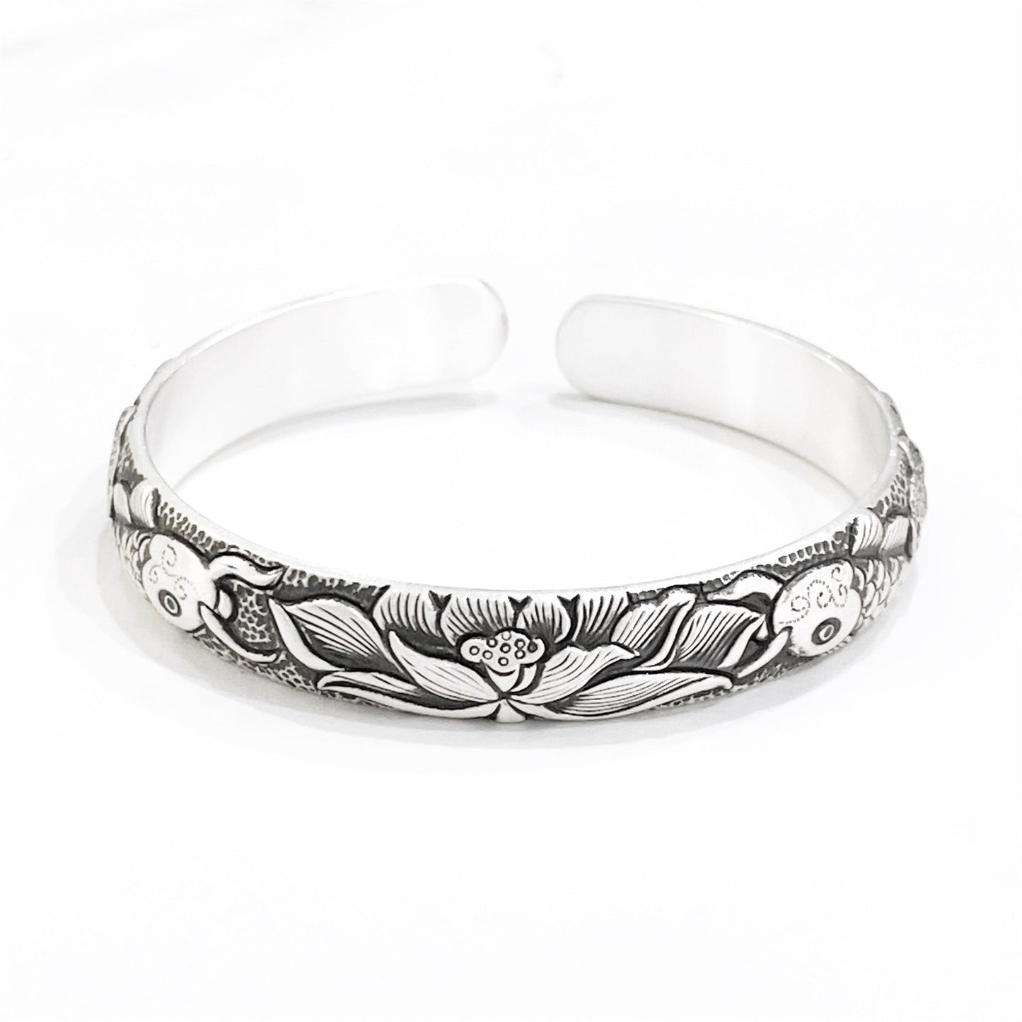 Chinese style phoenix carp sterling silver bracelet - jewelry - weilin.com