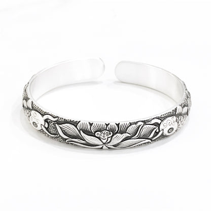 Chinese style phoenix carp sterling silver bracelet - jewelry - weilin.com