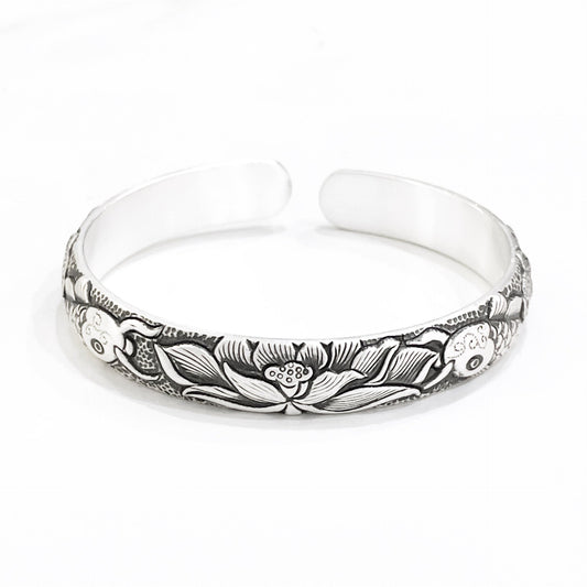 Chinese style phoenix carp sterling silver bracelet - jewelry - weilin.com
