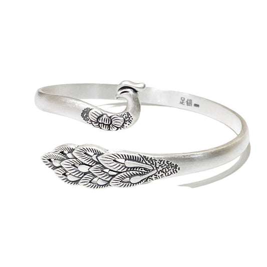 Chinese style phoenix peacock sterling silver bracelet - jewelry - weilin.com
