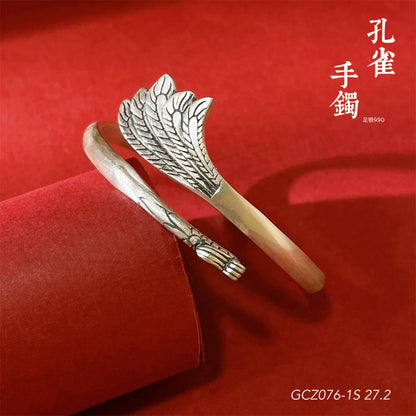 Chinese style phoenix peacock sterling silver bracelet - jewelry - weilin.com