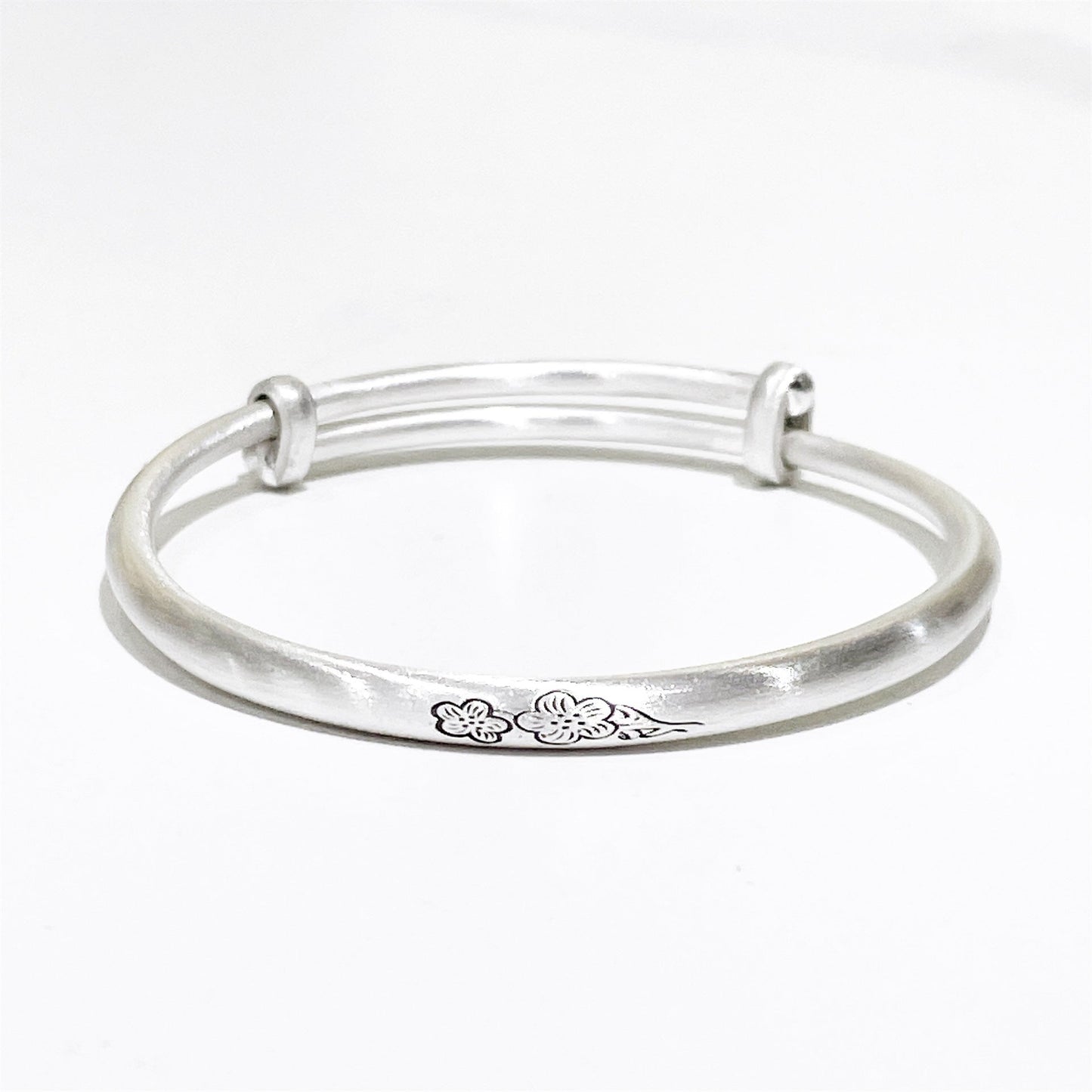 Chinese style plum blossom sterling silver bracelet - jewelry - weilin.com